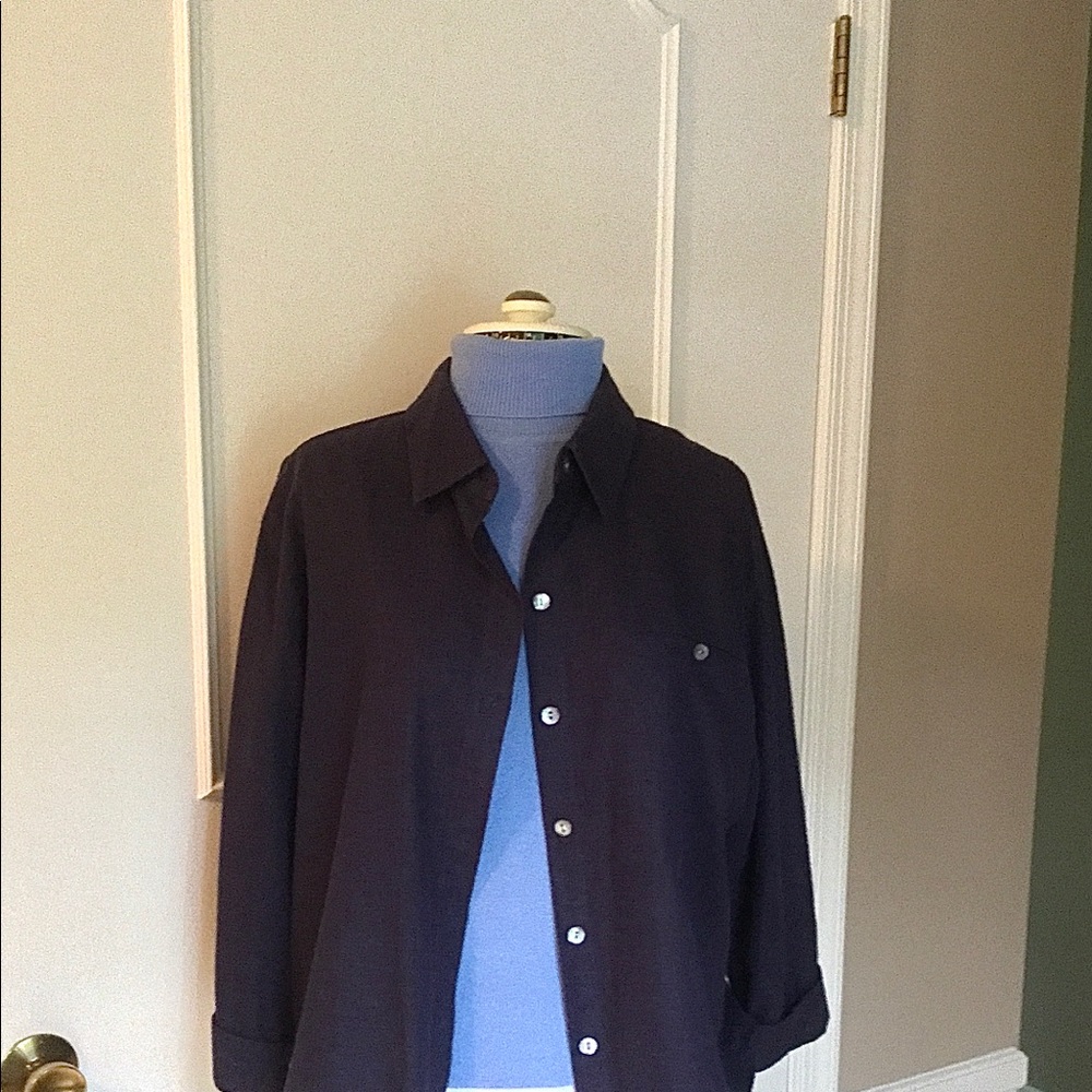 Chico’s Design navy linen jacket
